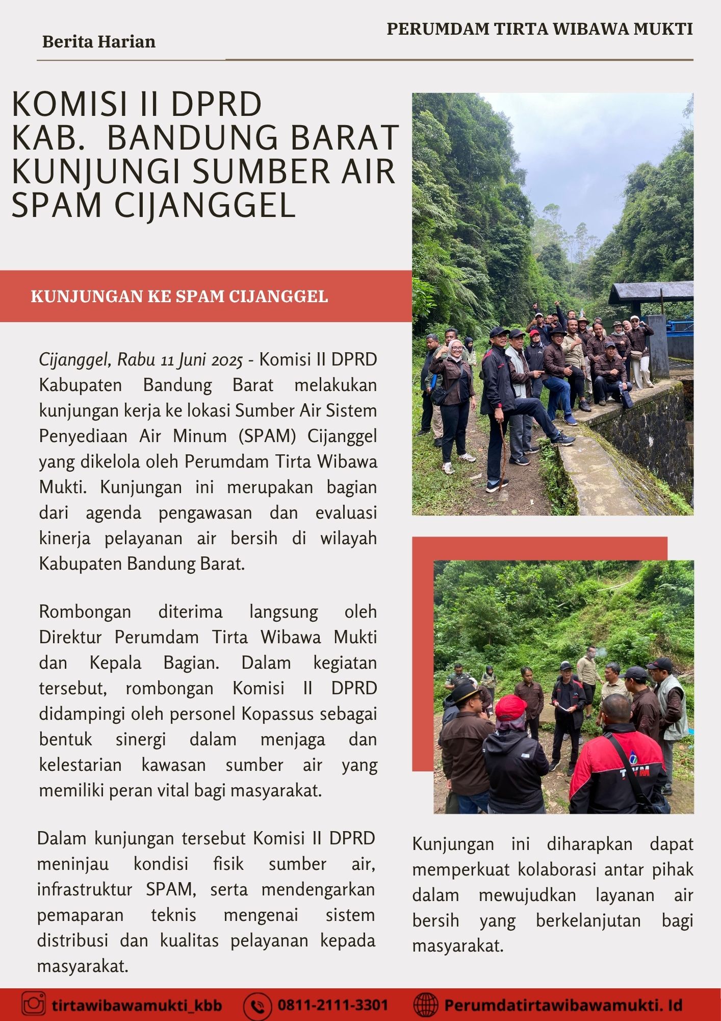 Kunjungan Komisi II DPRD KBB ke SPAM Cijanggel