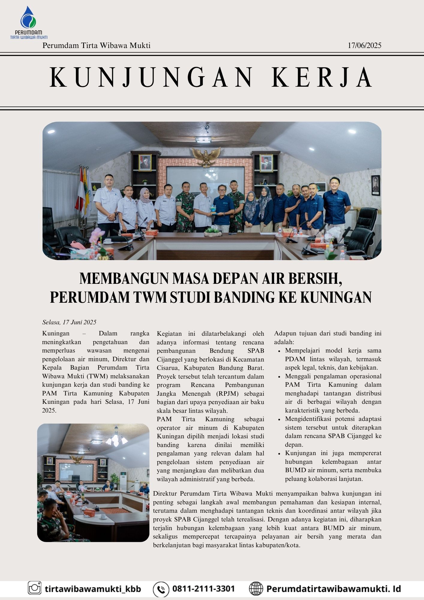 Kunjungan Kerja ke PAM Tirta Kamuning