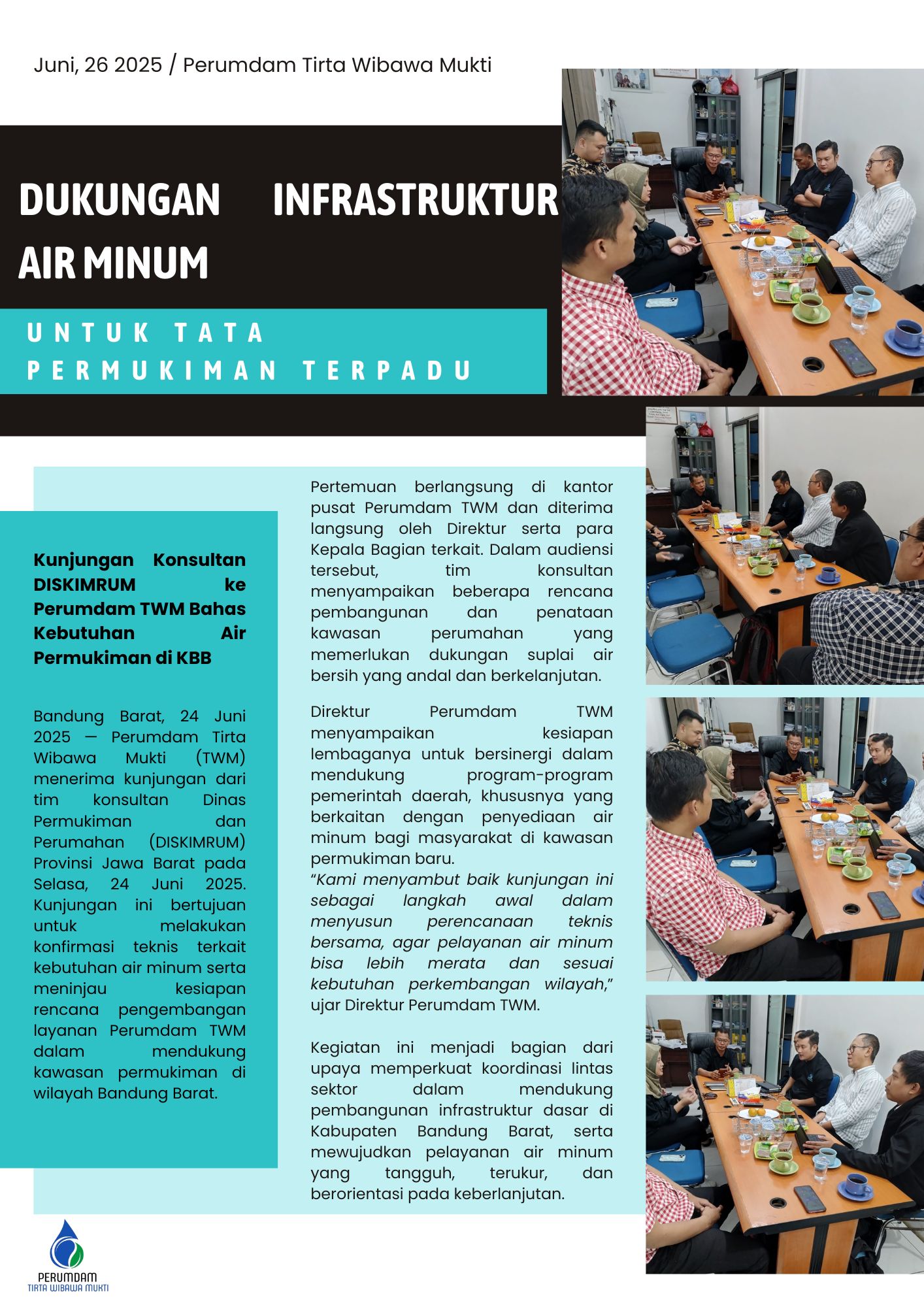 dukungan Infrastruktur Air Minum untuk Tata Permukiman Terpadu