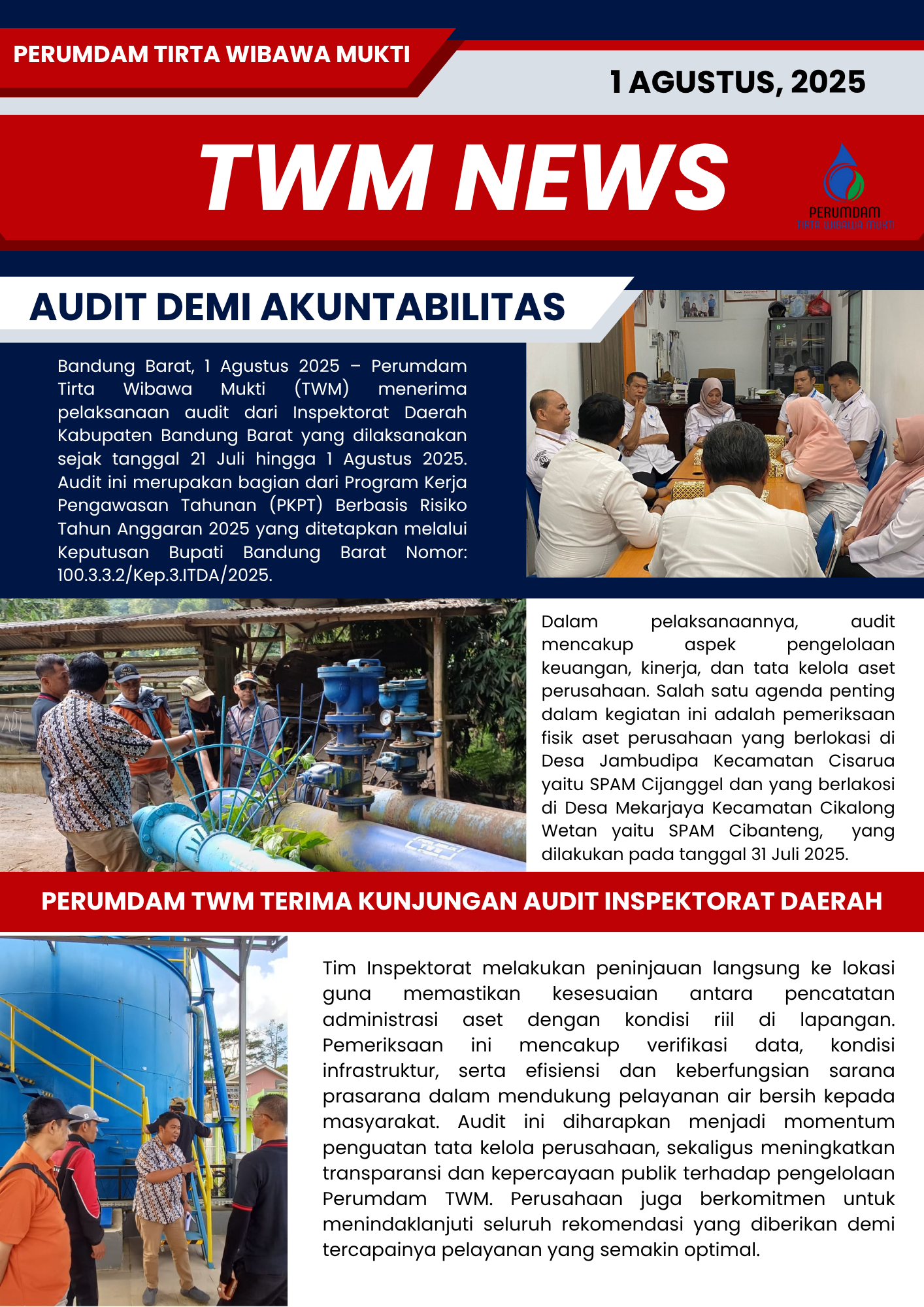 Perumdam TWM Terima Kunjungan Audit Inspektorat Daerah
