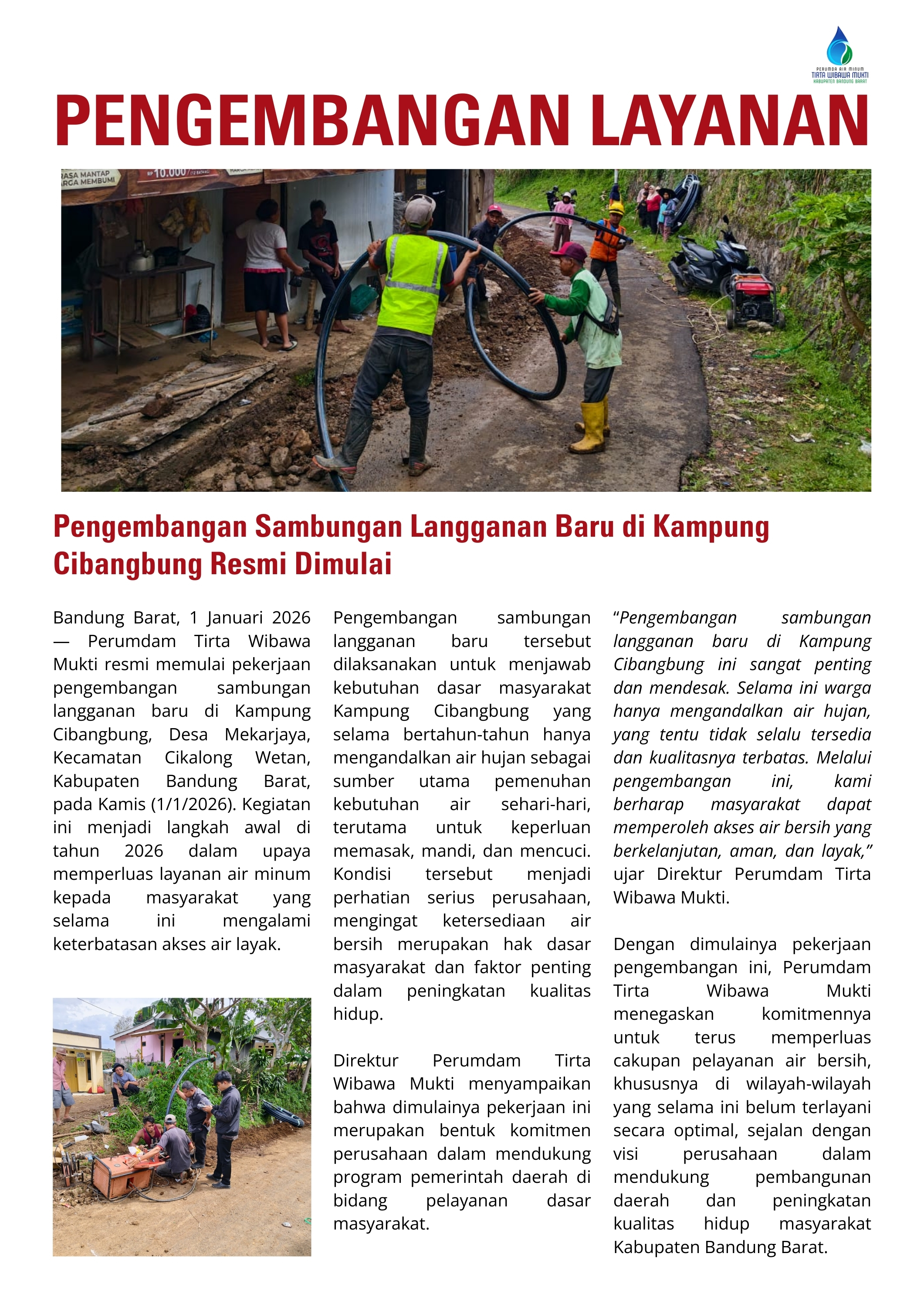 Pengembangan Sambungan Layanan Baru Desa Mekarjaya