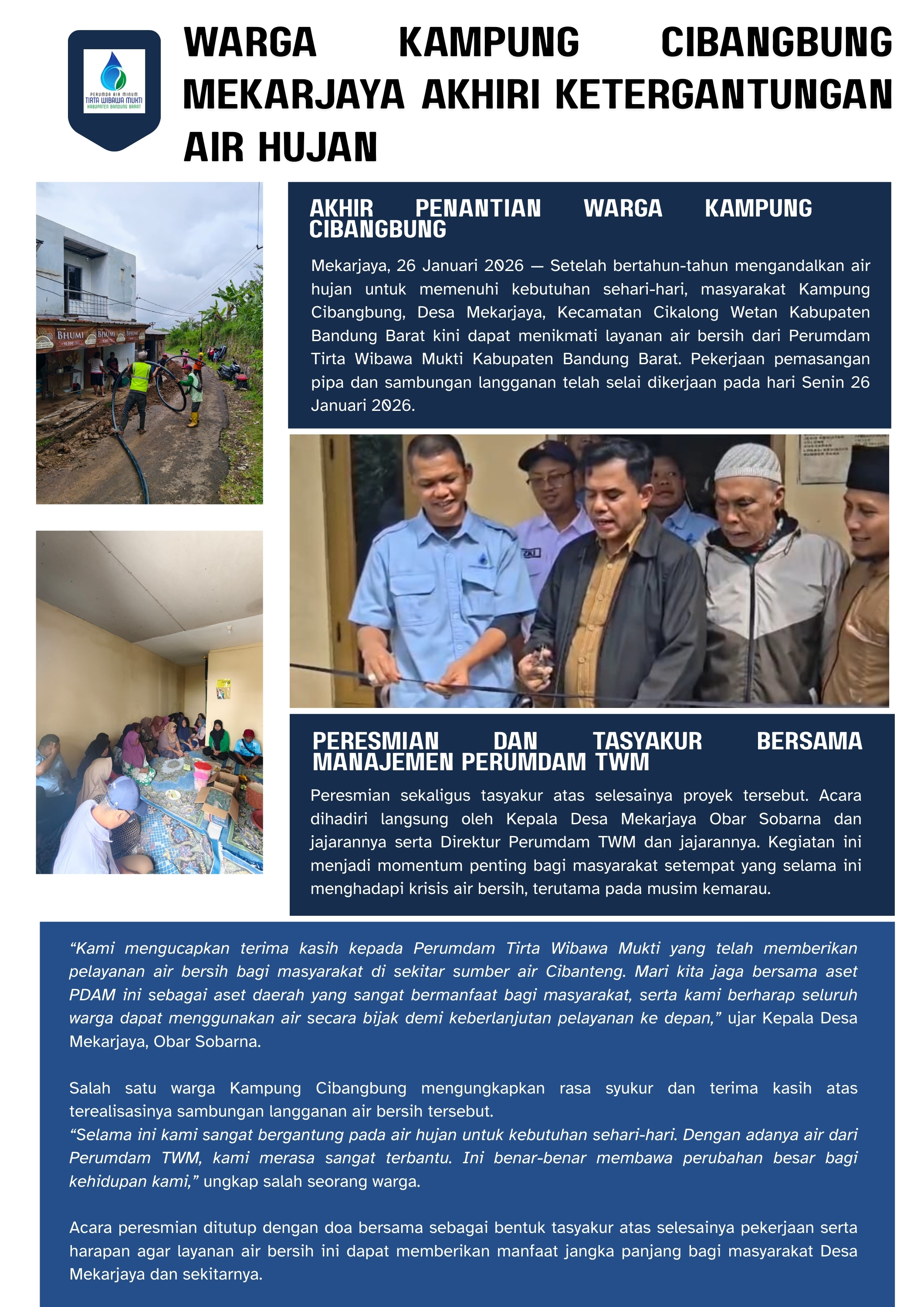 Peresmian dan Tasyakur Sambungan Langganan Baru Desa Mekarjaya