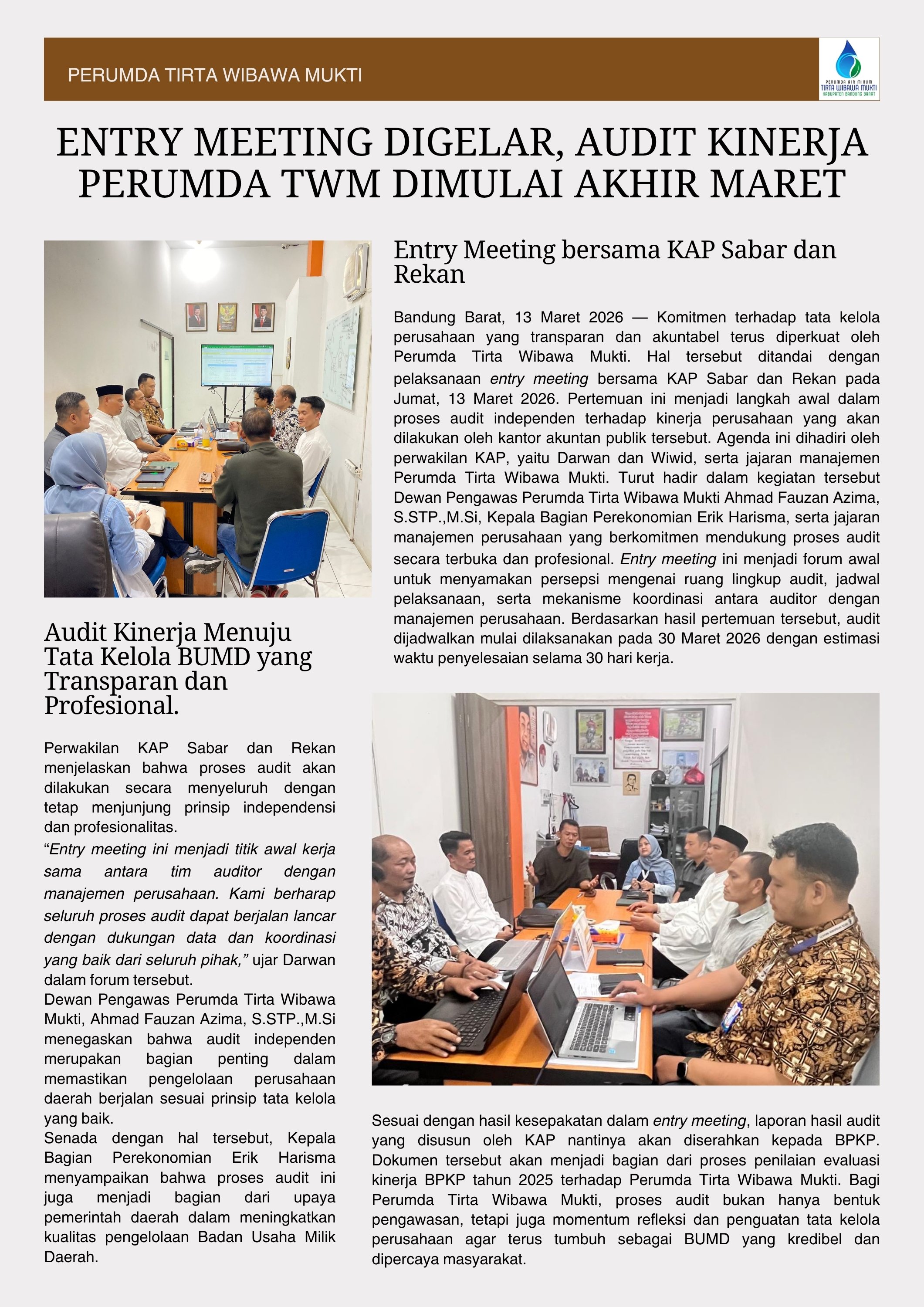 Entry Meeting BPKP Evaluasi Kinerja Tahun Buku 2025